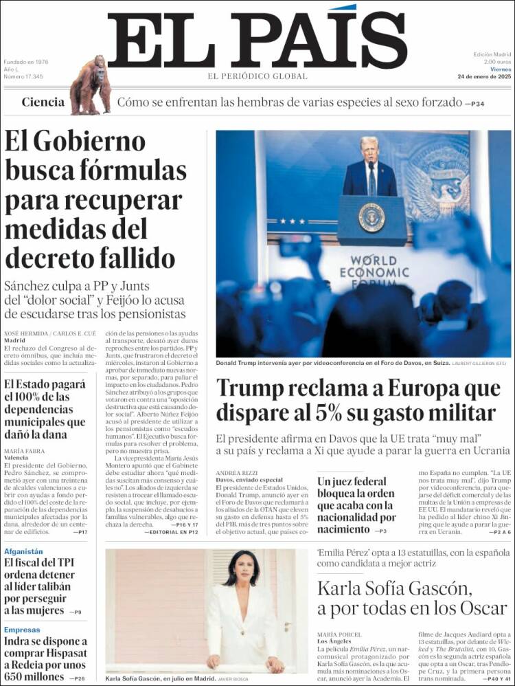 Portada de El País (España)