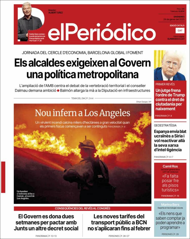 Portada de El Periódico de Catalunya (España)