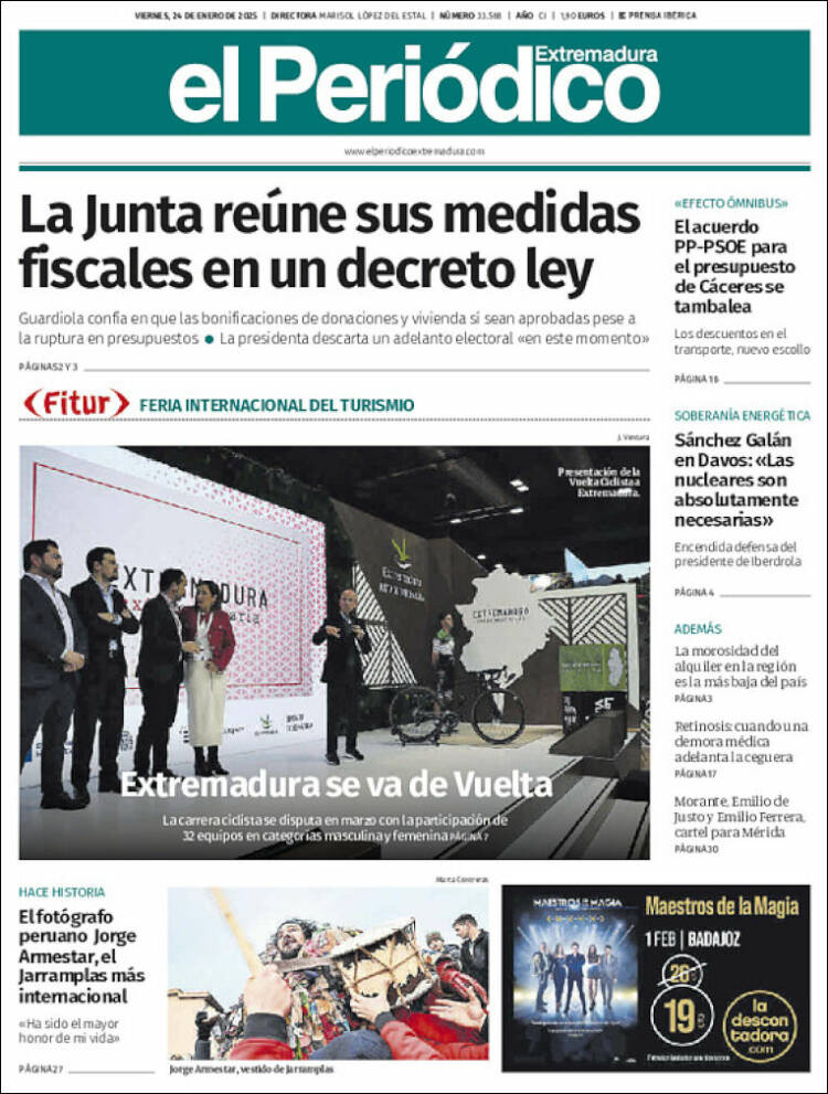 Portada de El Periódico de Extremadura (España)