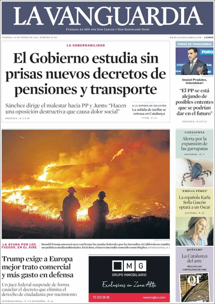 Portada de La Vanguardia (España)