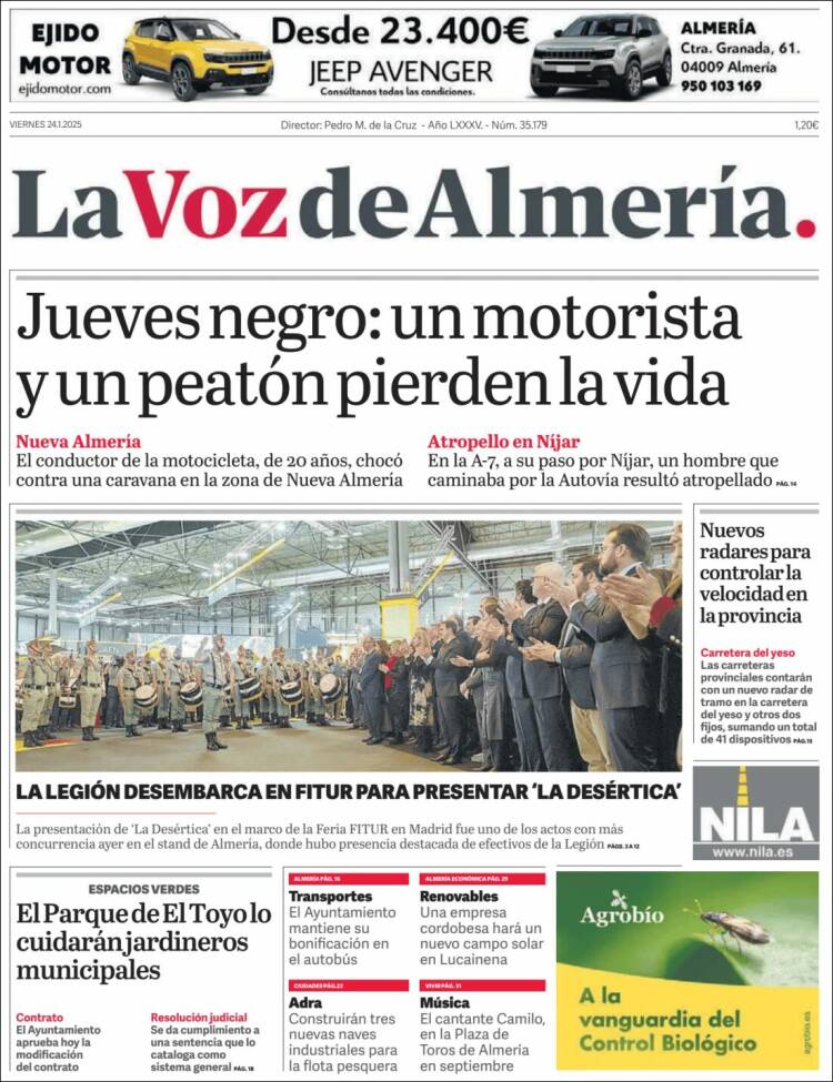 Portada de La Voz de Almería (España)