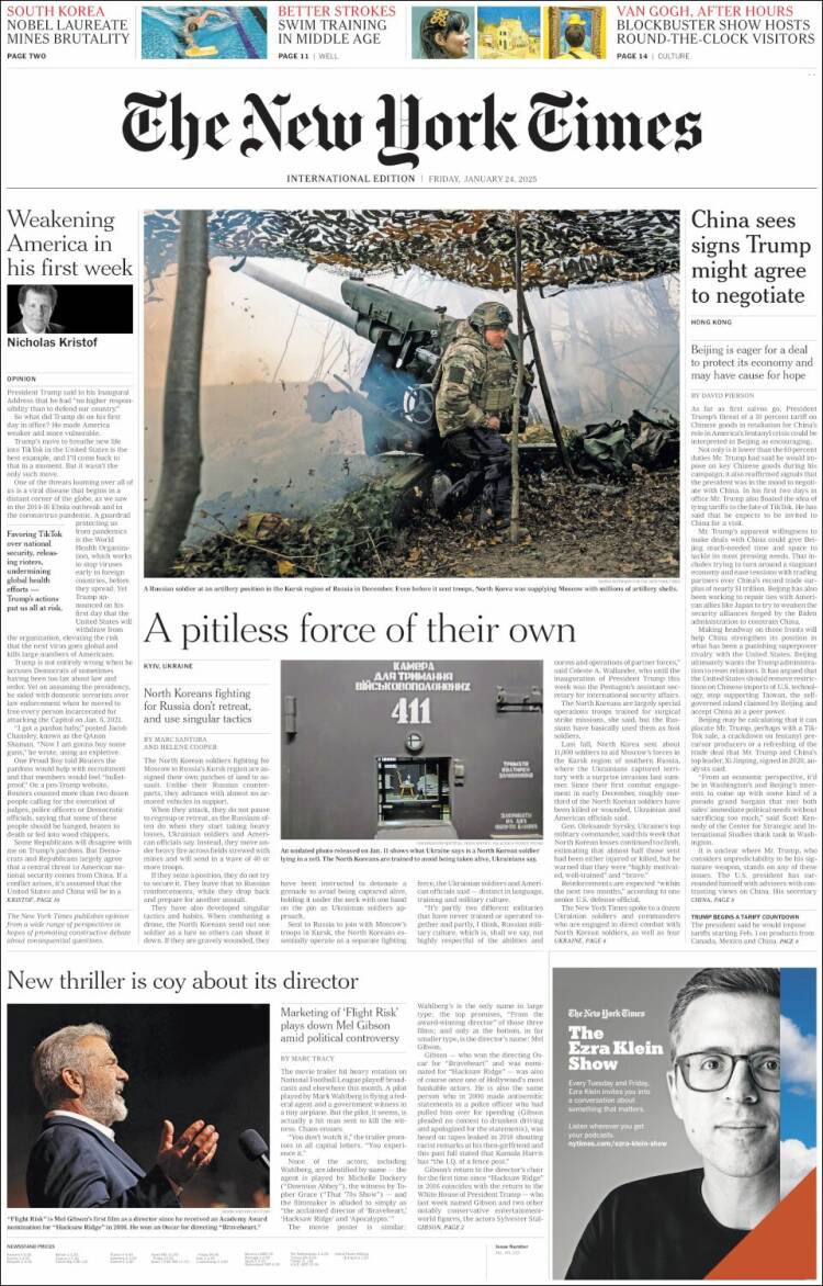 Portada de International New York Times (Europa)