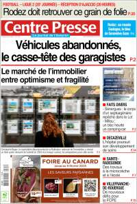 Portada de Centre Presse (Francia)