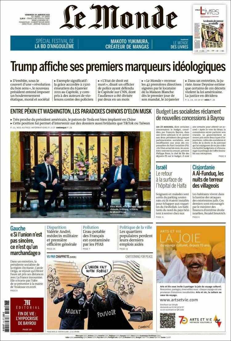 Portada de Le Monde (Francia)