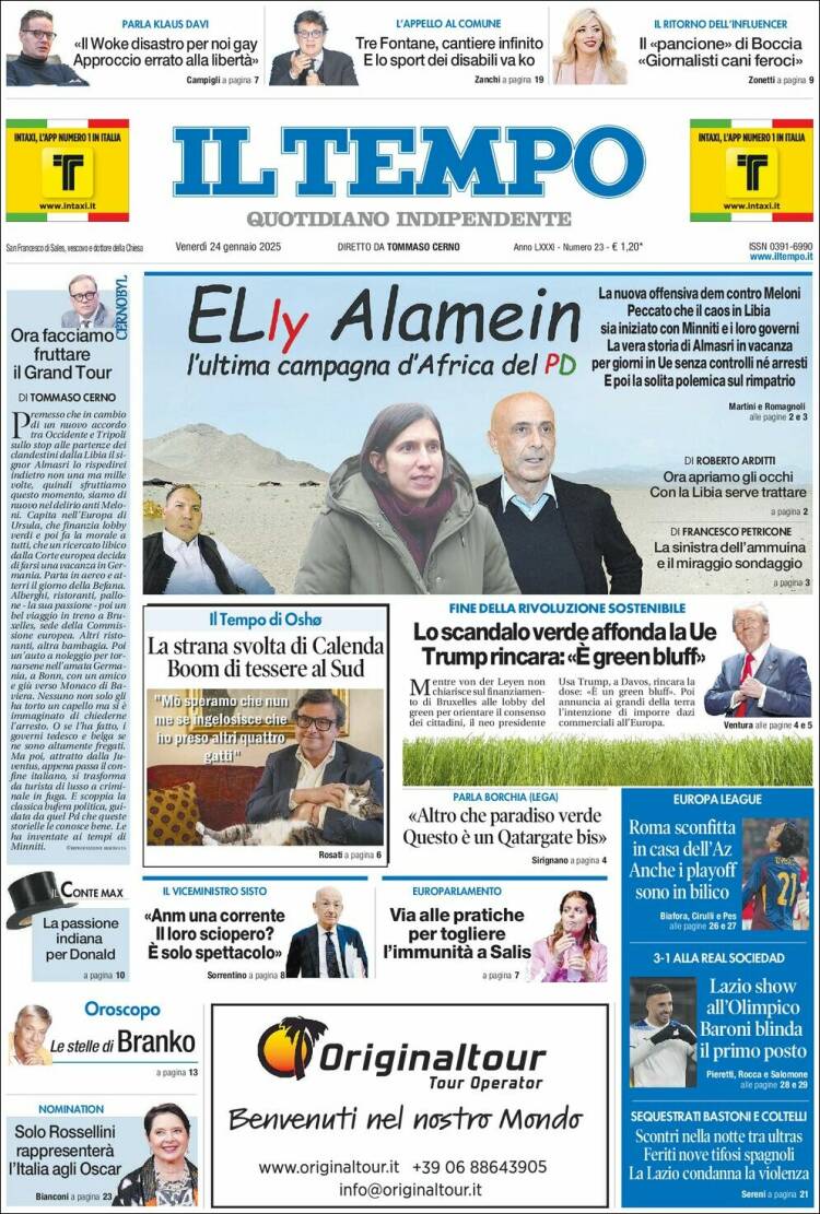 Portada de Il Tempo (Italia)