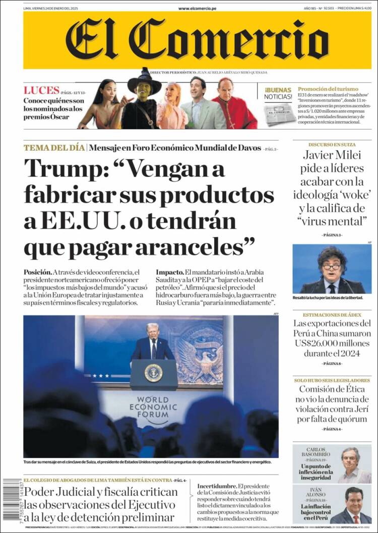 Portada de El Comercio (Perú)