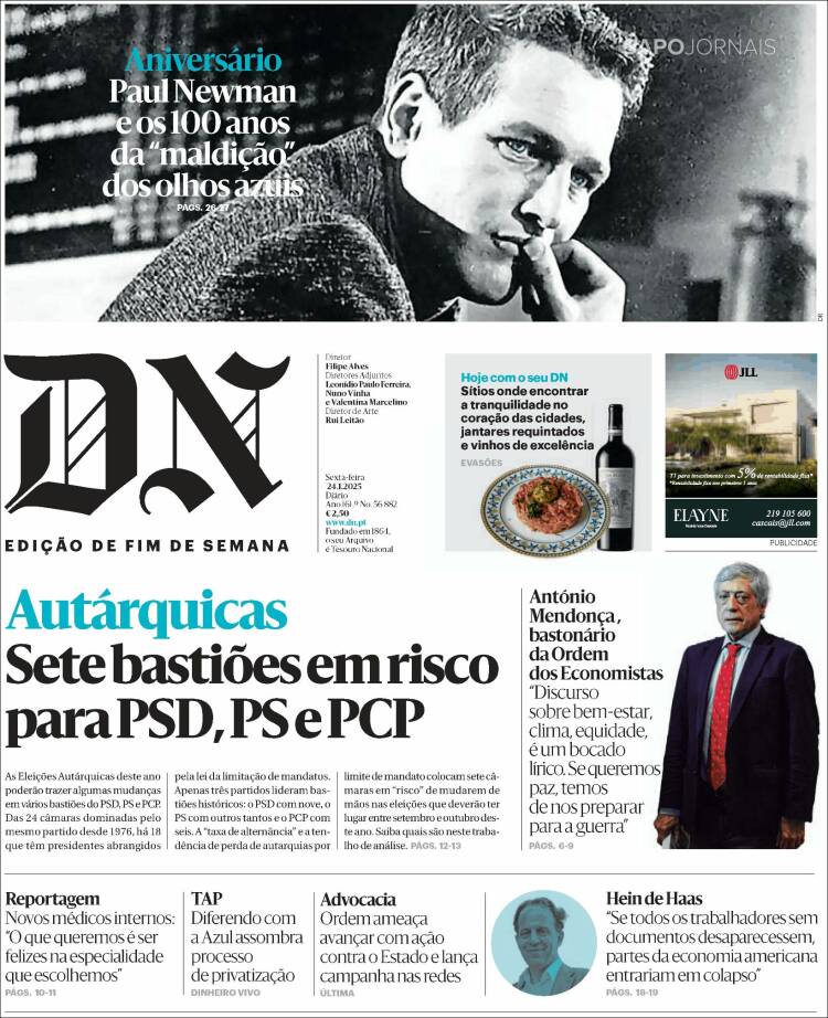 Portada de Diário de Noticias (Portugal)
