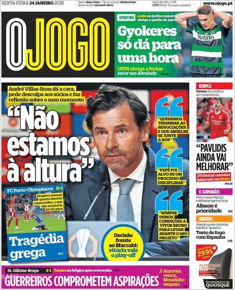Portada de O Jogo (Portugal)