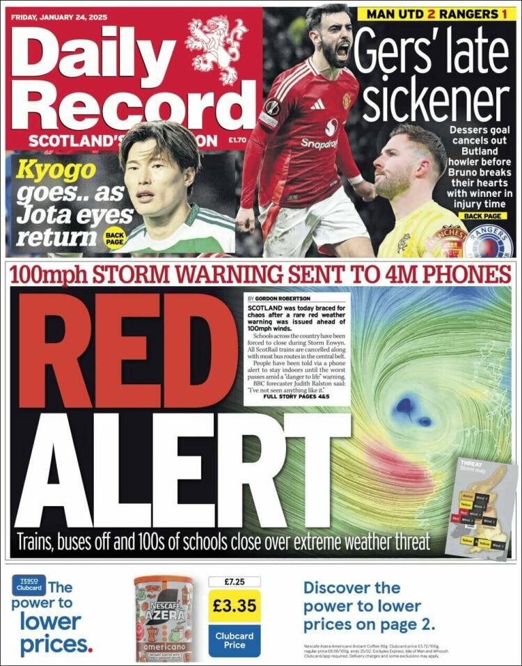 Portada de Daily Record (Reino Unido)