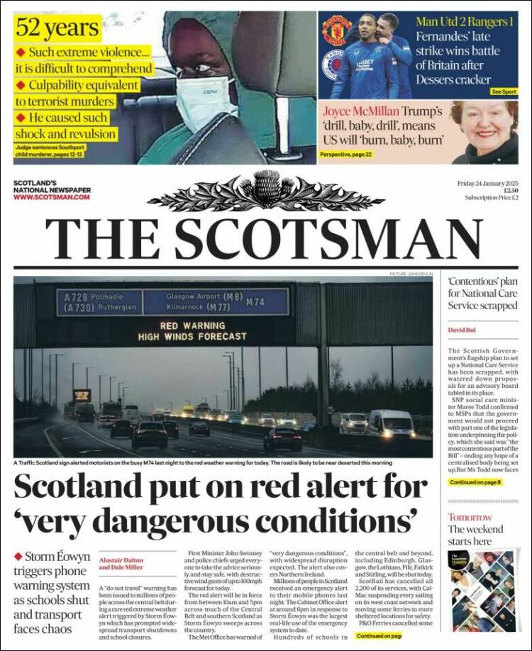 Portada de The Scotsman (Reino Unido)