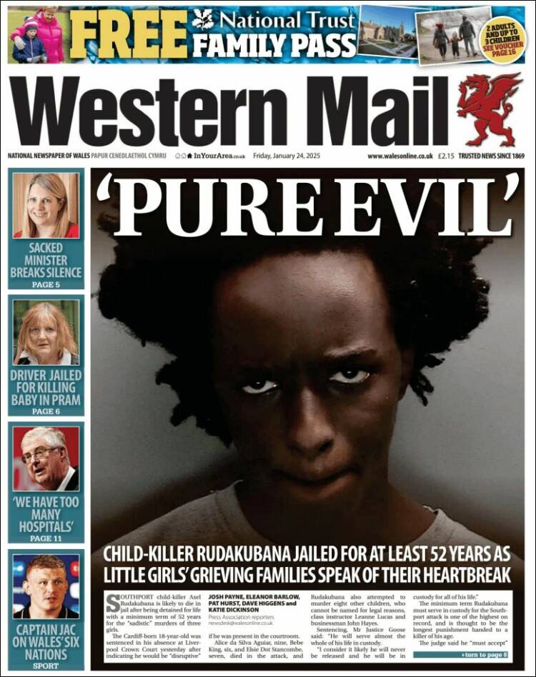 Portada de Western Mail (Reino Unido)