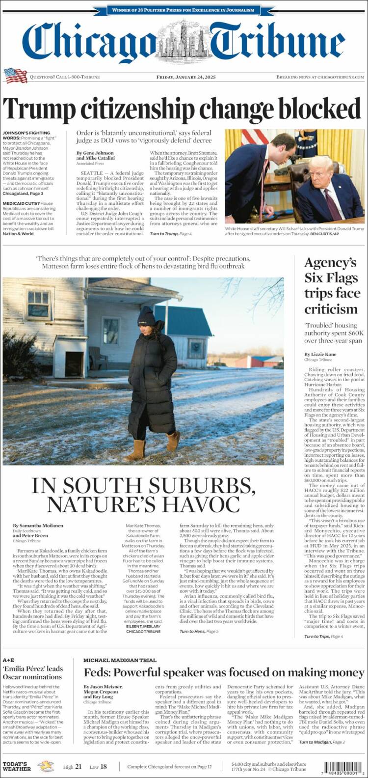 Portada de Chicago Tribune (USA)