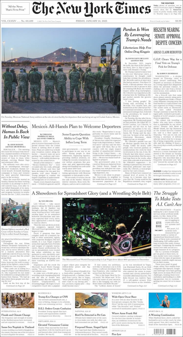 Portada de New York Times (USA)