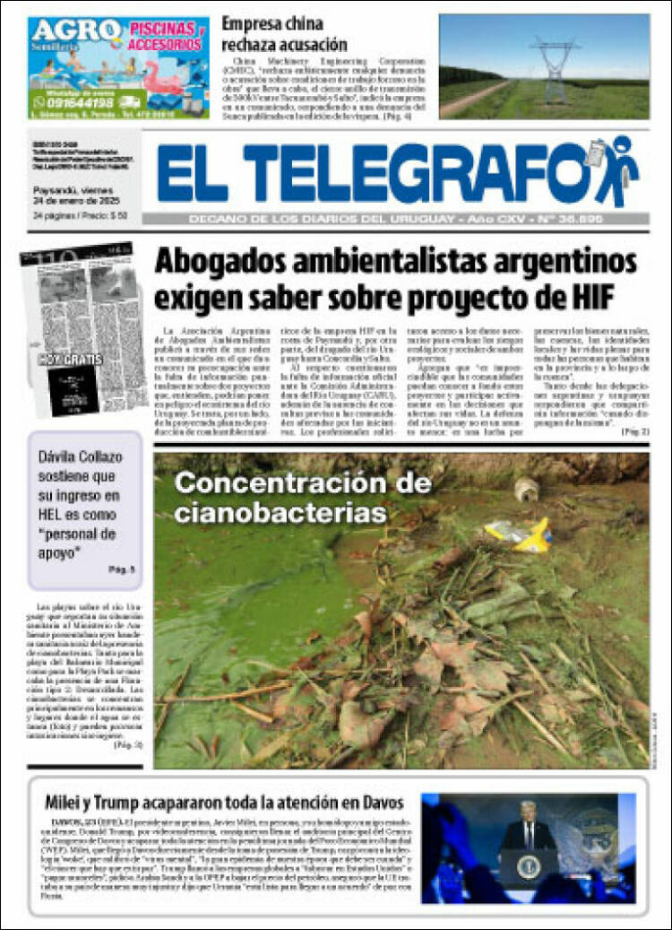 Portada de El Telégrafo (Uruguay)