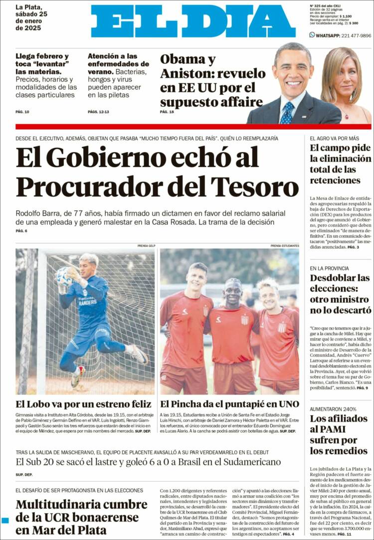 Portada de El Día de la Plata (Argentina)