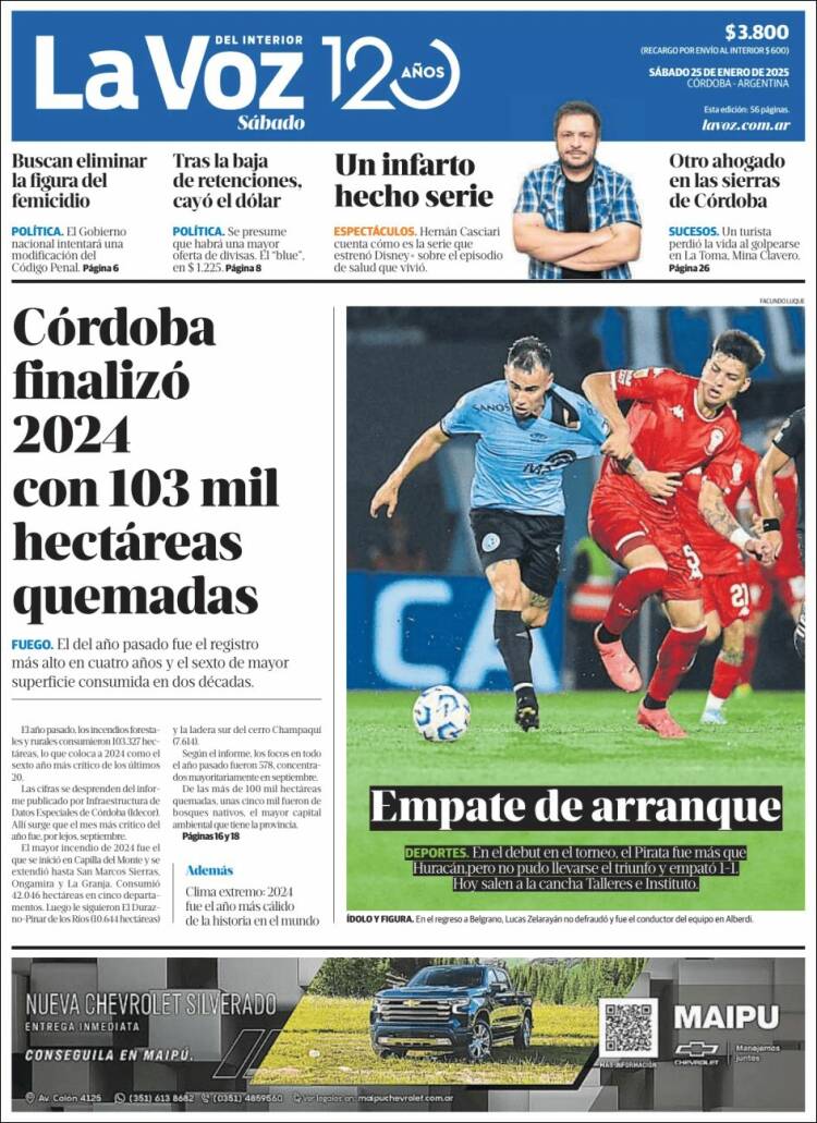 Portada de La Voz del Interior (Argentina)