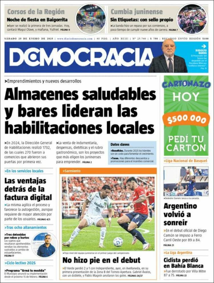 Portada de Diario Democracia (Argentina)