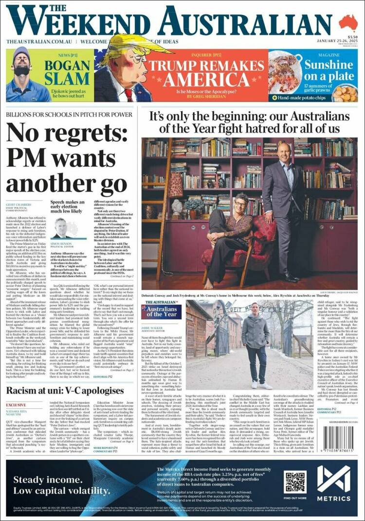 Portada de The Australian (Australia)