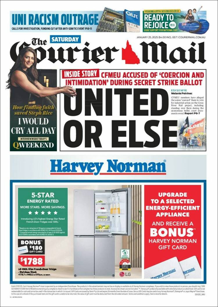 Portada de The Courier-Mail (Australia)