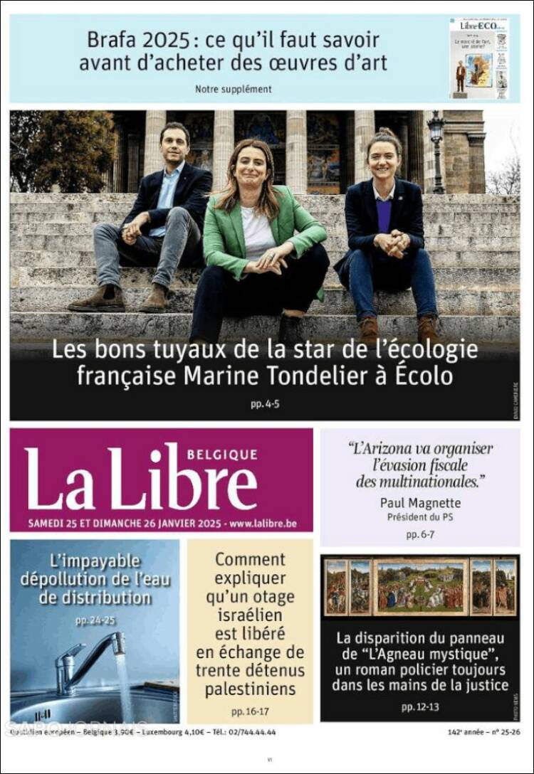 Portada de La Libre.be (B&eacute;lgica)