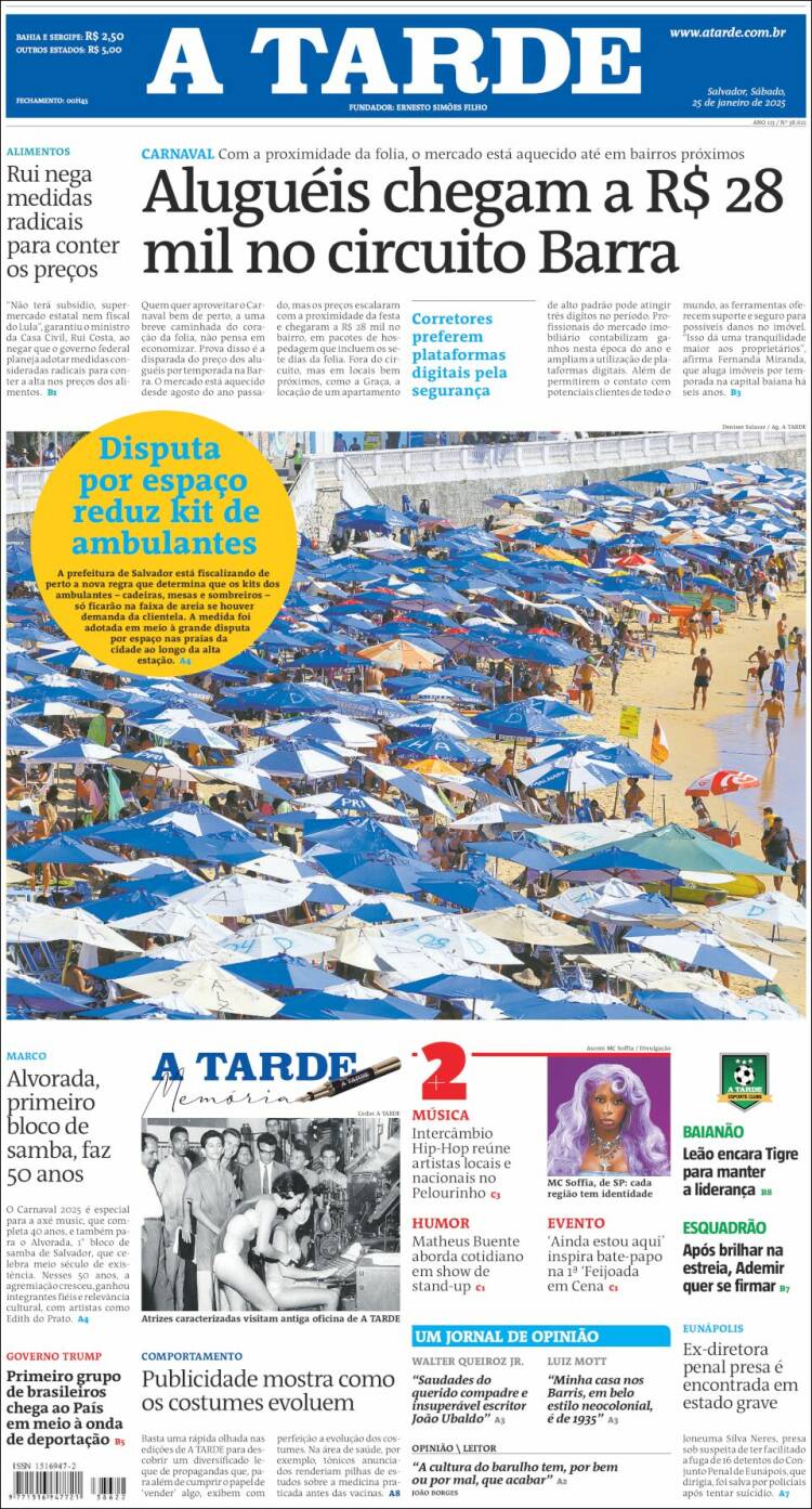 Portada de Diário A Tarde (Brasil)