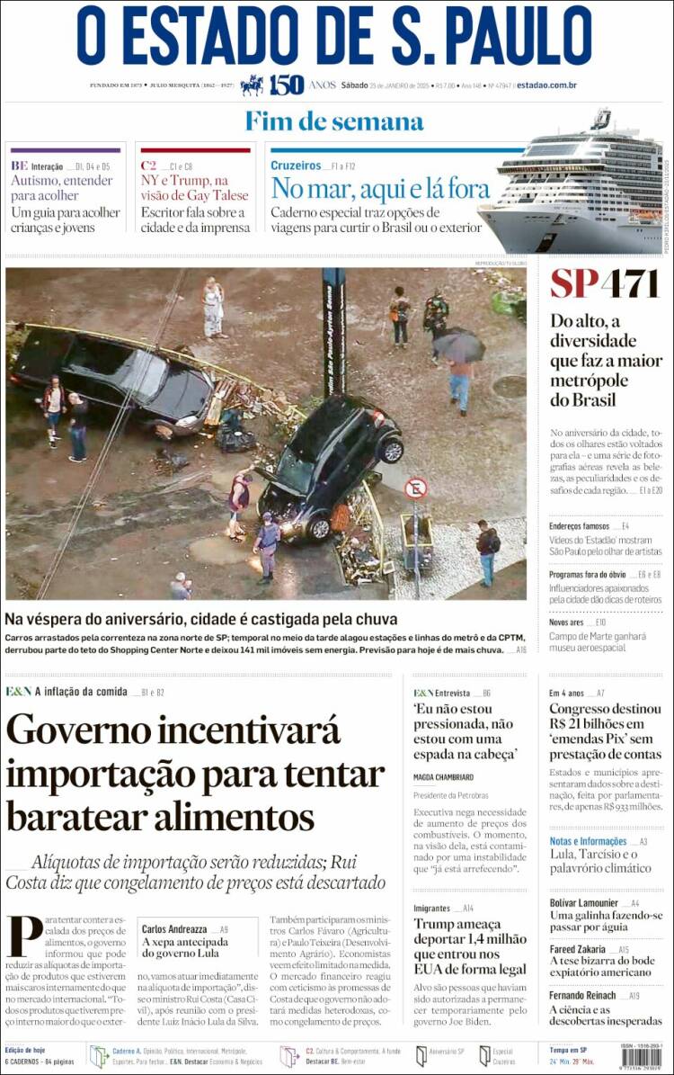 Portada de O Estado de São Paulo (Brasil)