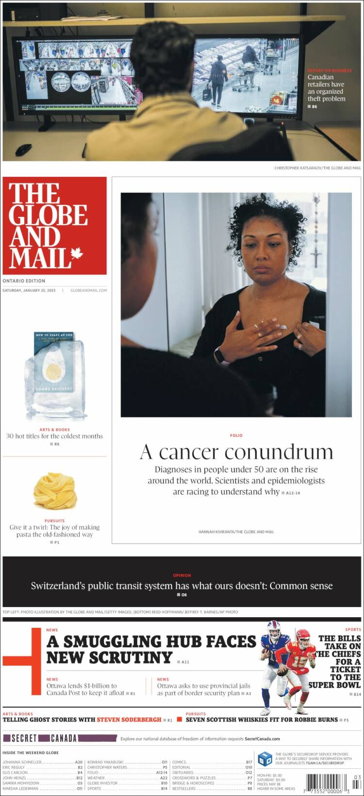 Portada de The Globe and Mail (Canadá)