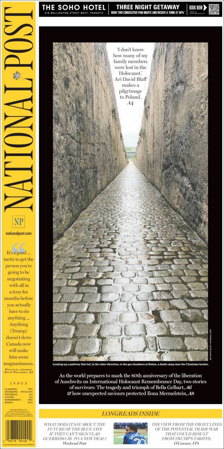 Portada de The National Post (Canadá)