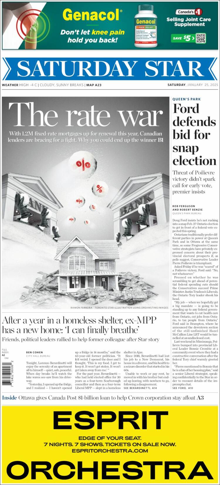 Portada de The Toronto Star (Canadá)