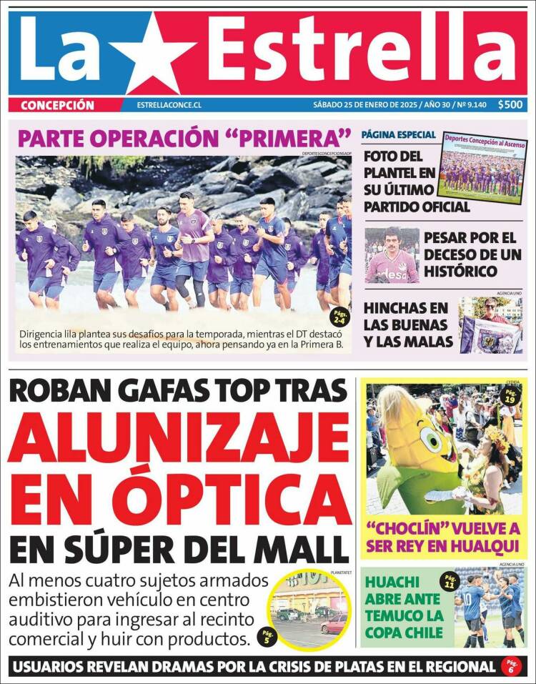Portada de La Estrella de Concepción (Chile)