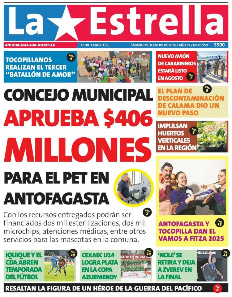 Portada de La Estrella de Tocopilla (Chile)