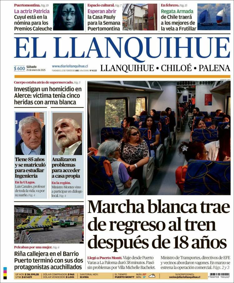 Portada de El Llanquihue (Chile)