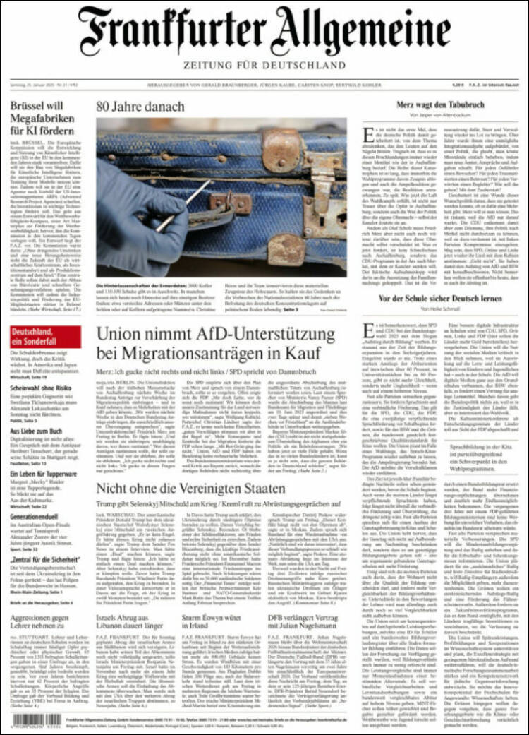 Portada de Frankfurter Allgemeine (Alemania)