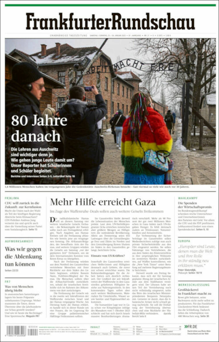 Portada de Frankfurter Rundschau (Alemania)