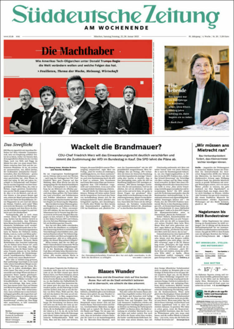 Portada de Sueddeutsche (Alemania)