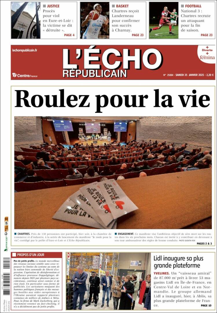 Portada de L'Echo Républicain (Francia)