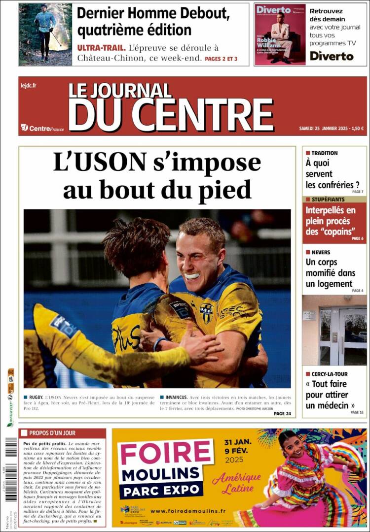 Portada de Le Journal du Centre (Francia)