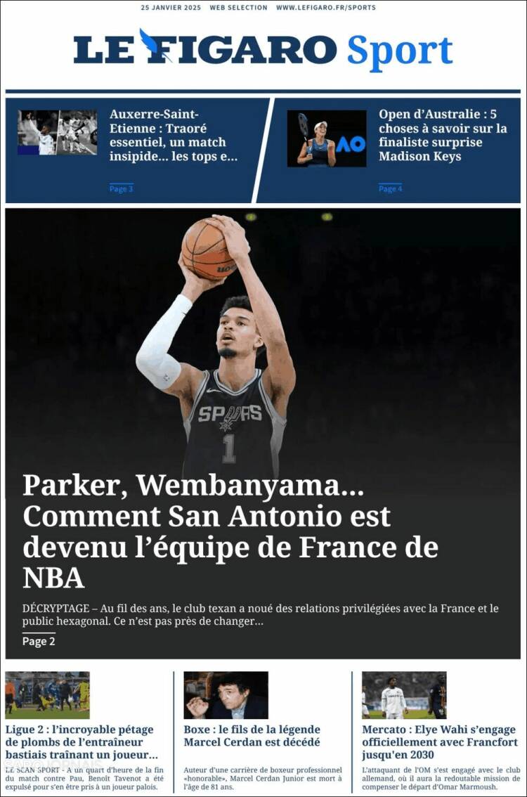 Portada de Le Figaro Sport (Francia)