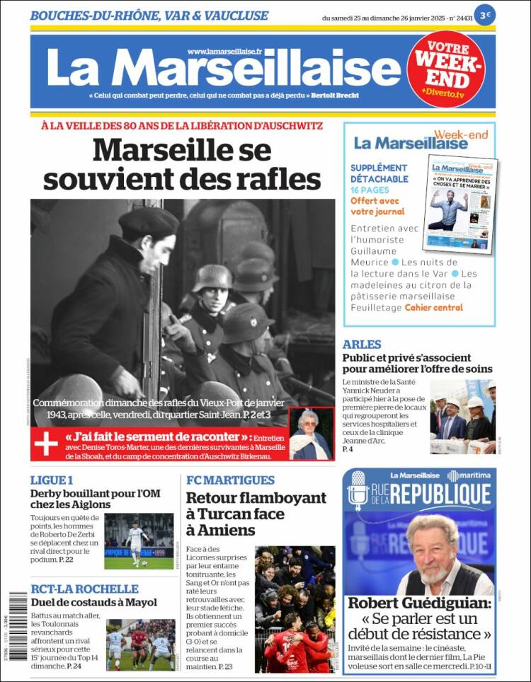 Portada de La Marseillaise (Francia)