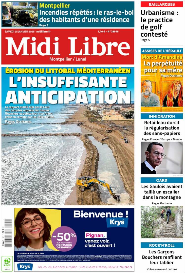 Portada de Midi Libre (Francia)