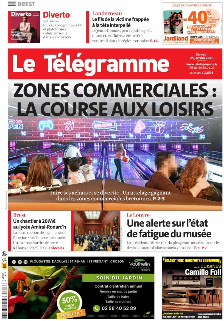 Portada de Télégramme (Francia)