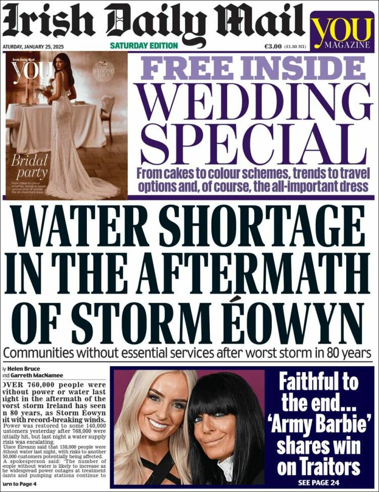 Portada de Irish Daily Mail (Irlanda)