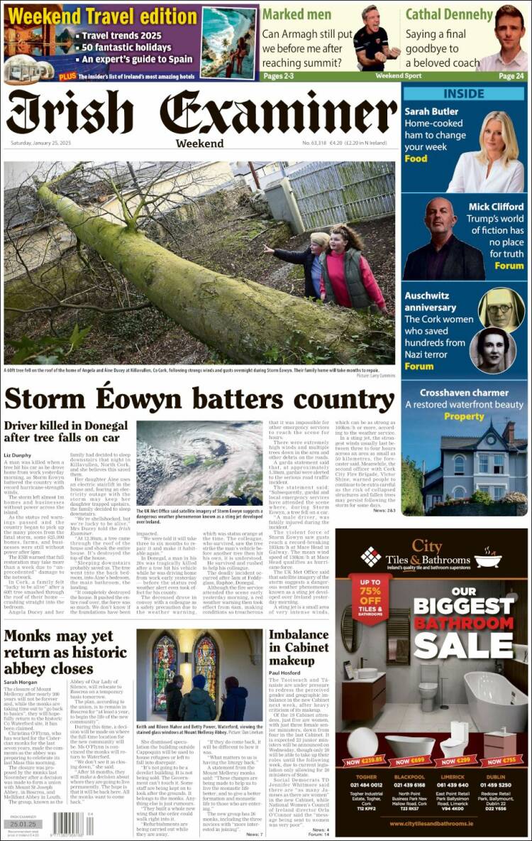 Portada de Irish Examiner (Irlanda)