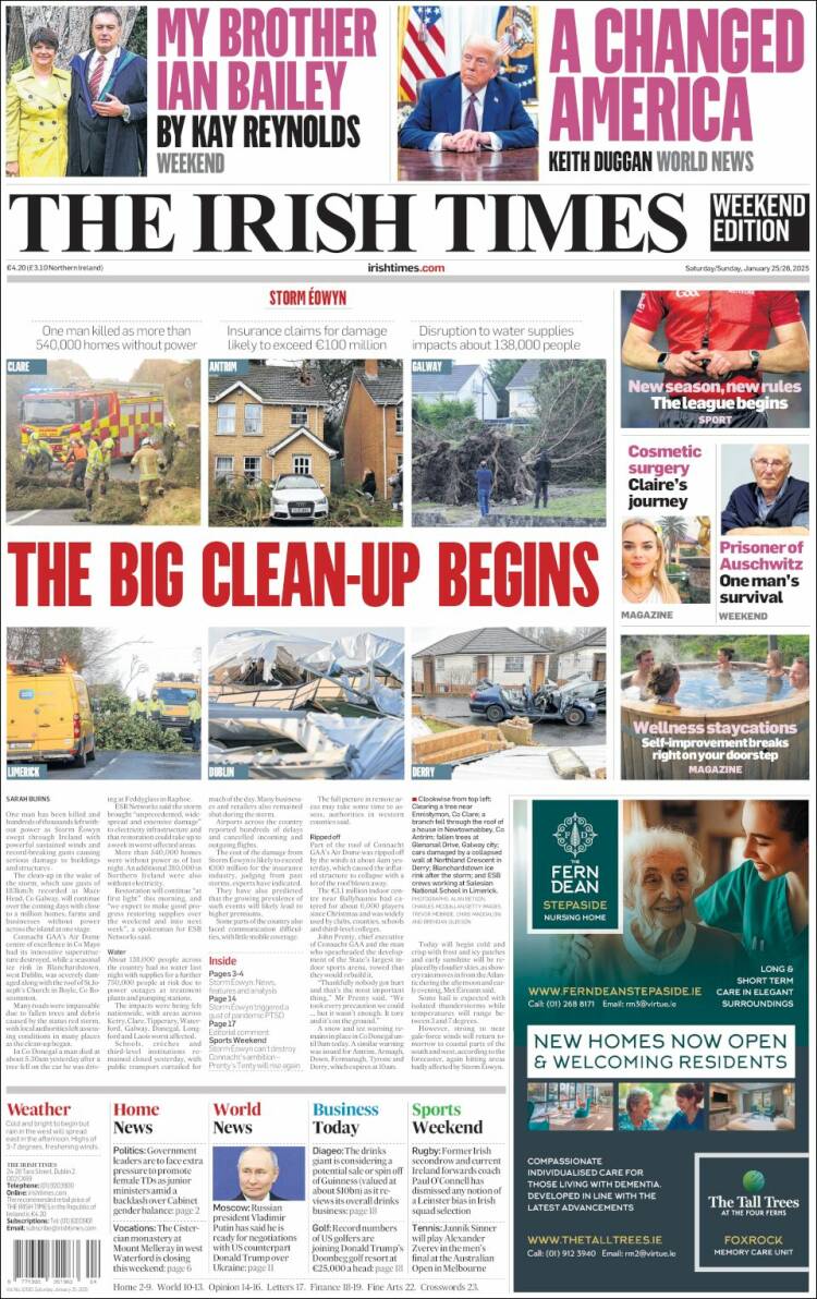 Portada de Irish Times (Irlanda)