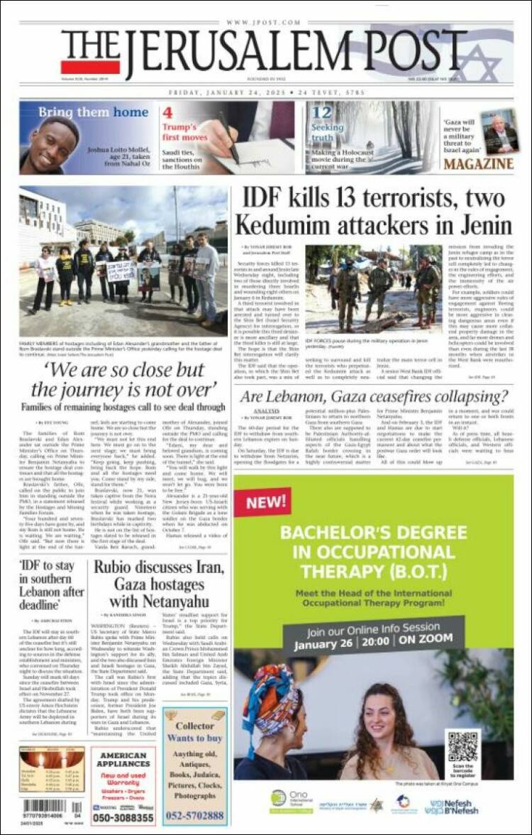 Portada de The Jerusalem Post (Israel)