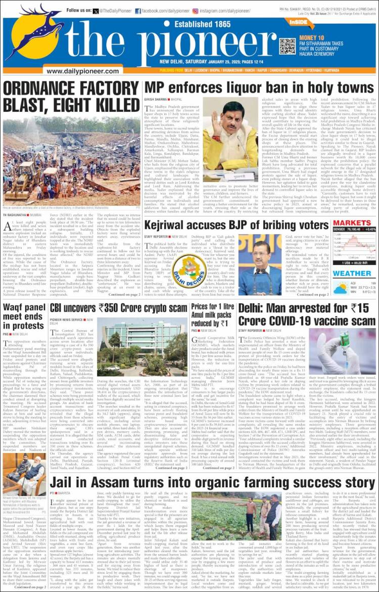 Portada de The Pioneer (India)