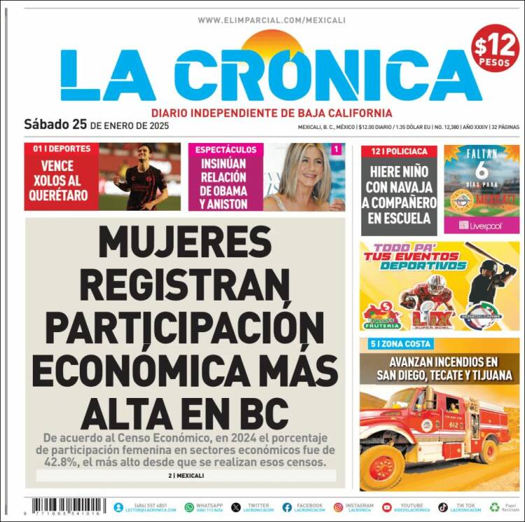 Portada de La Crónica de Baja California (México)