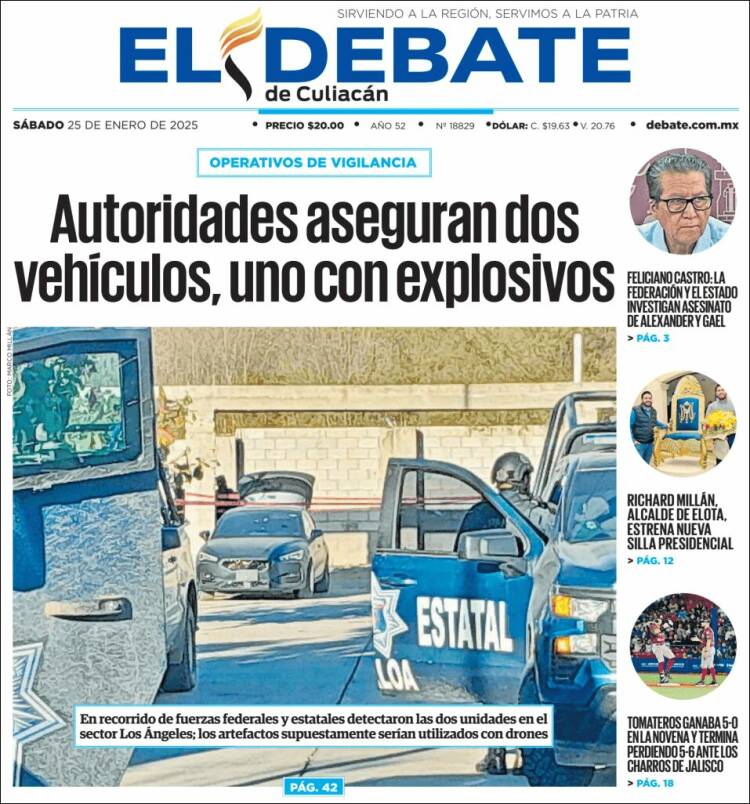 Portada de El Debate de Culiacán (México)