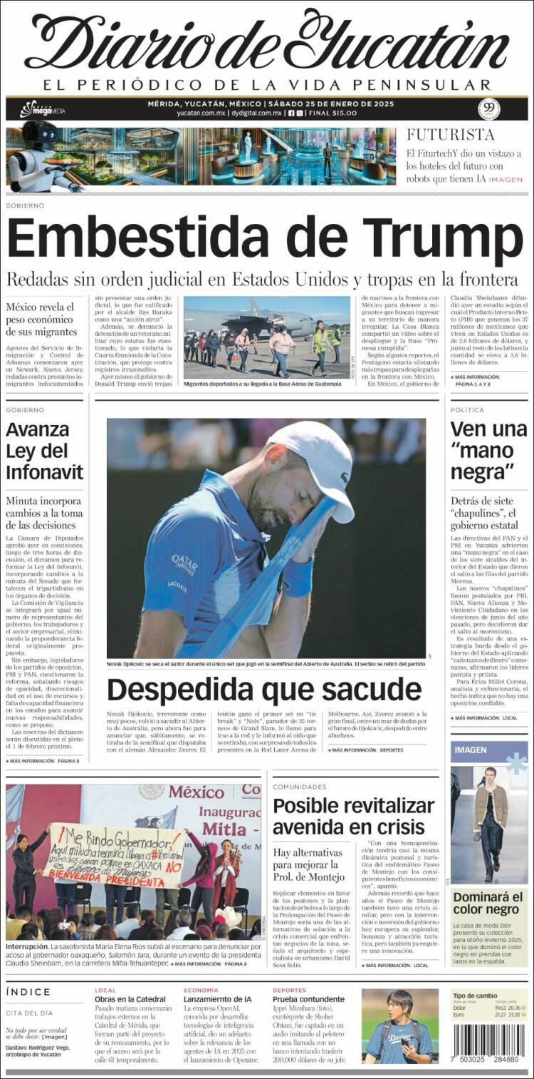 Portada de Diario de Yucatán (México)