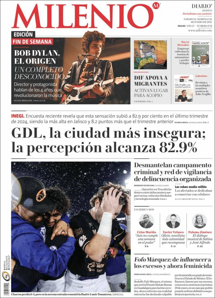 Portada de Milenio - Jalisco (México)